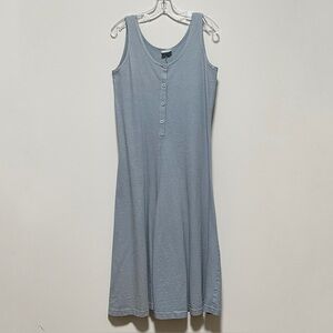 Pacific Cotton Vintage Washed Blue chambray cotton Sleeveless Henley Tank Dress